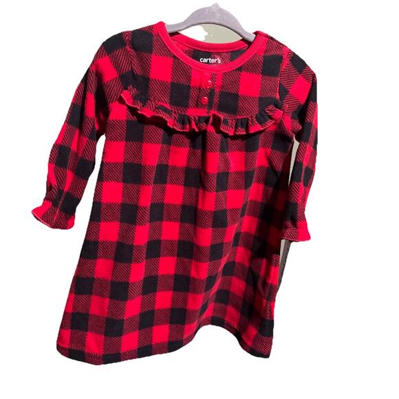NWT Carter's Just One You Toddler Sz 12M Black Red Buffalo Fleece NightGown PJs - Picture 1 of 5